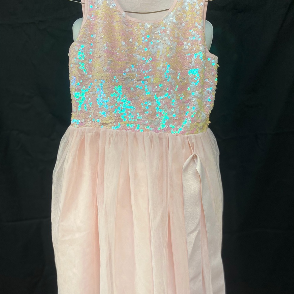 White Sequins and Chiffon Dress